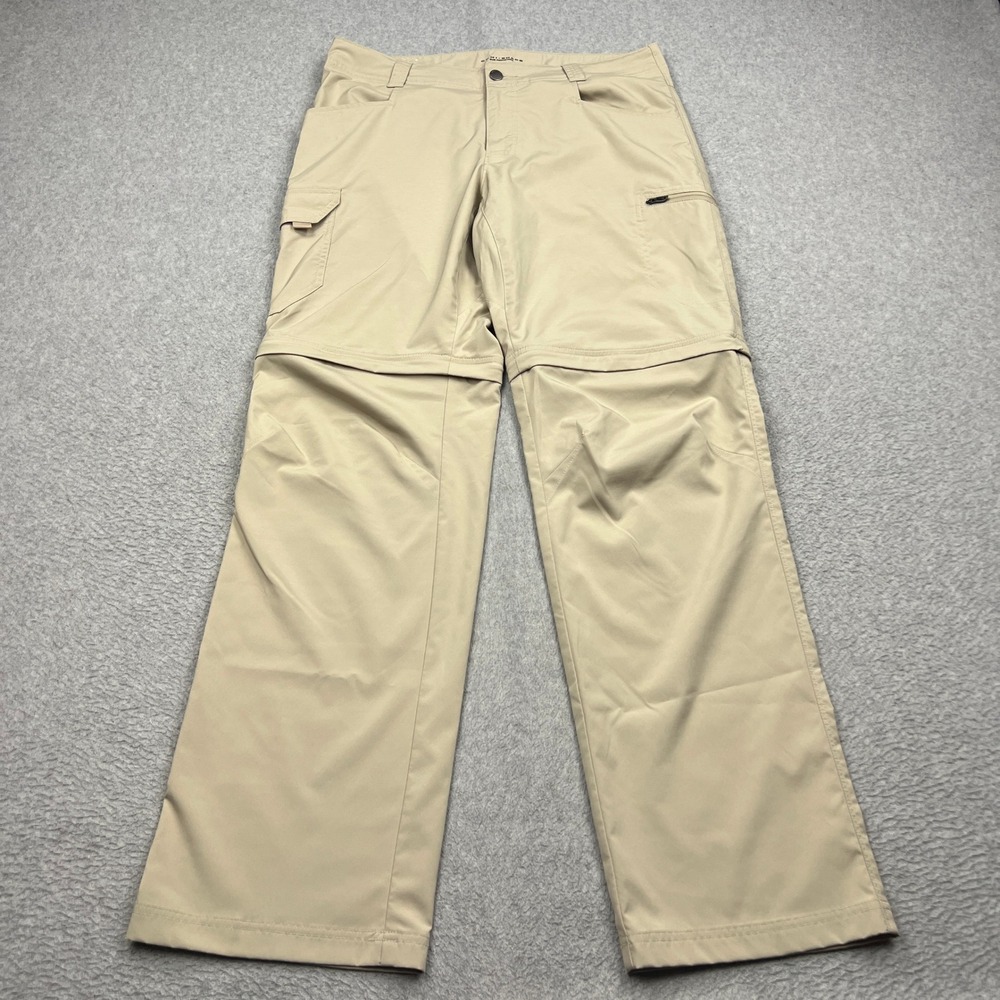 Columbia Silver Ridge Stretch Convertible Pant Mens 34x32 Tan Cargo Zip Off Hike